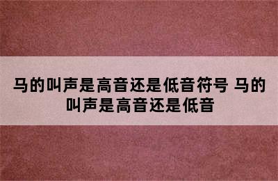 马的叫声是高音还是低音符号 马的叫声是高音还是低音